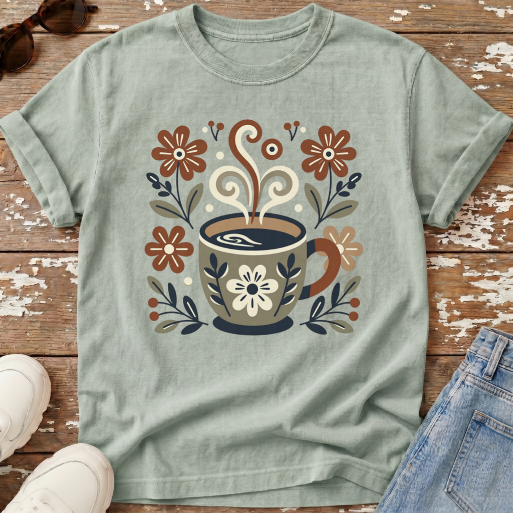 Folk Art Coffee Cup T-Shirt