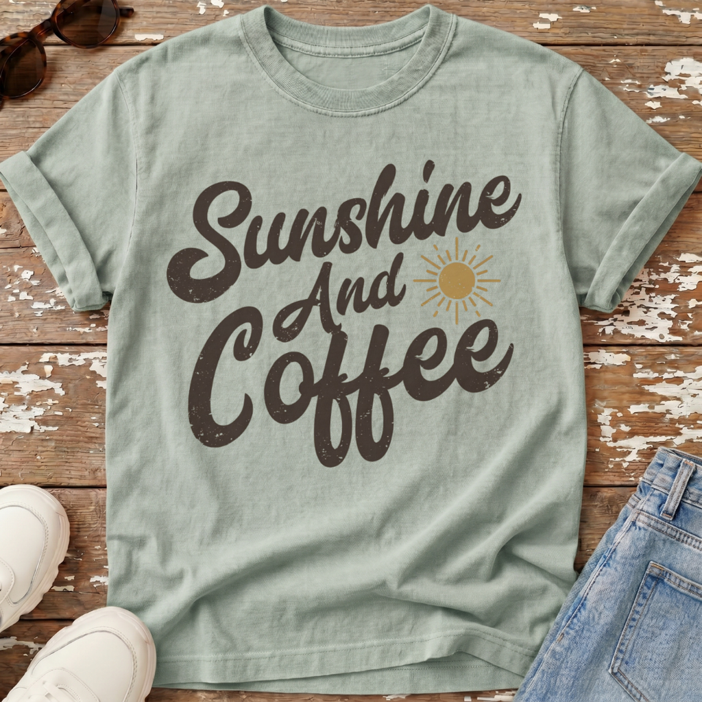 Sunshine & Coffee Distressed T-Shirt