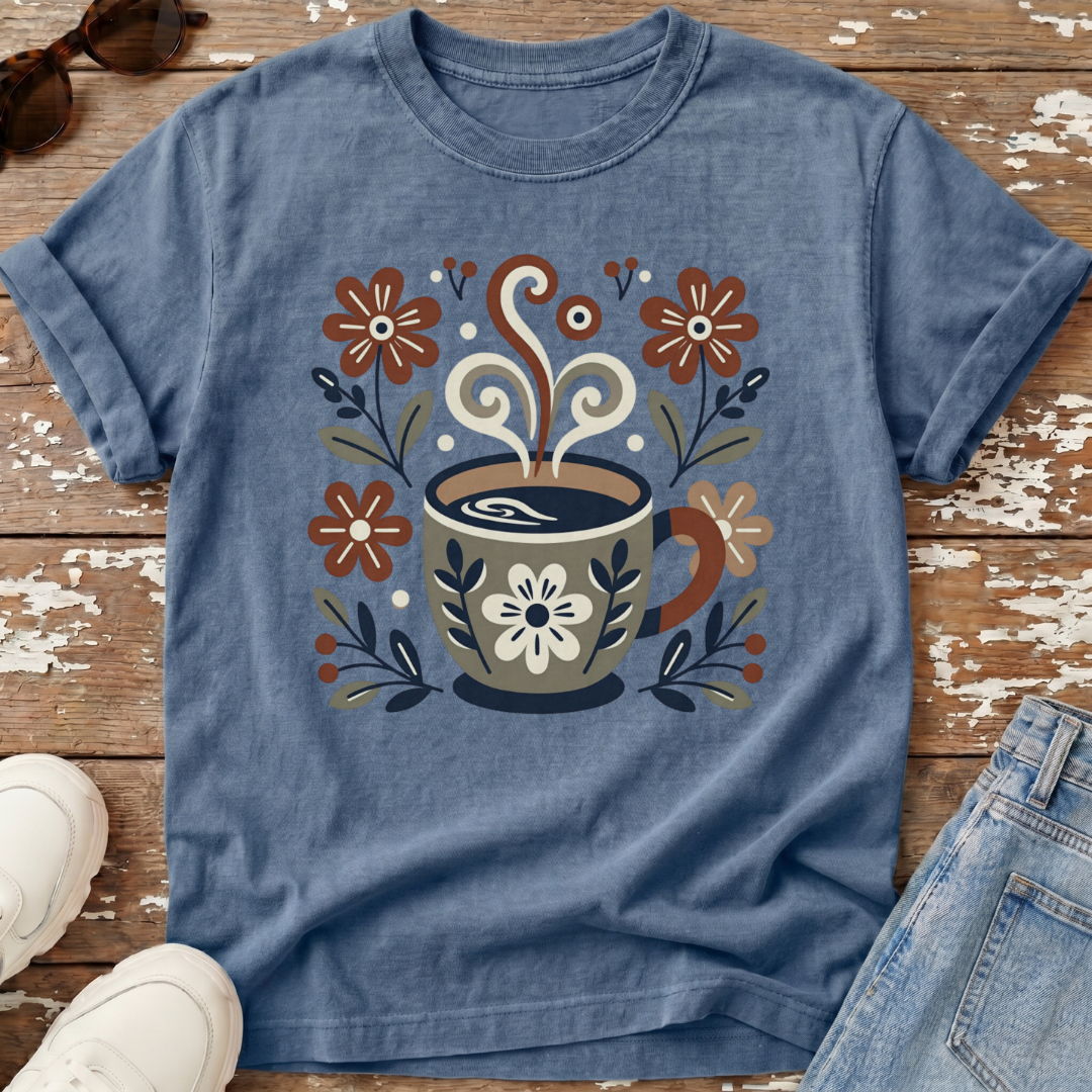 Folk Art Coffee Cup T-Shirt