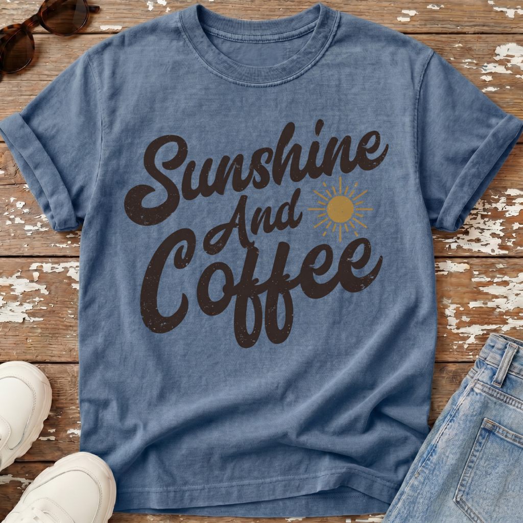 Sunshine & Coffee Distressed T-Shirt