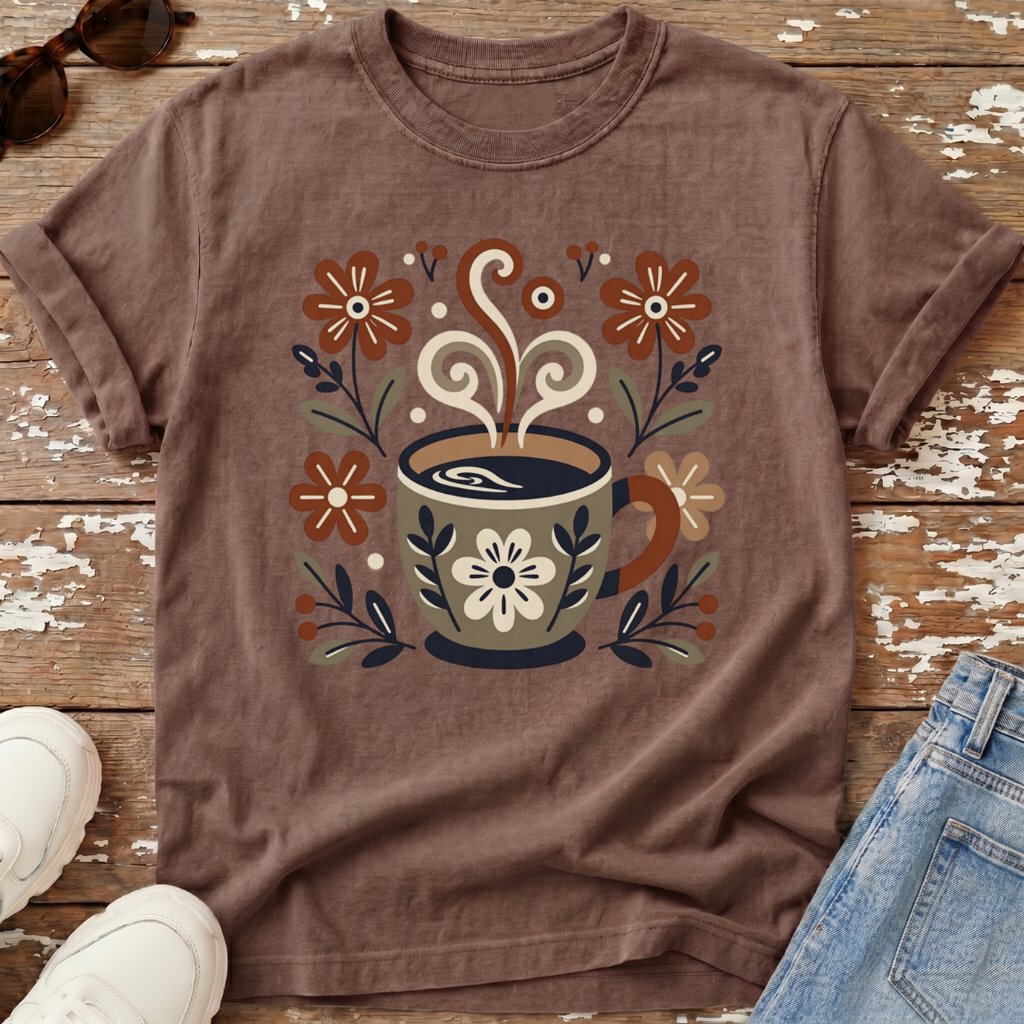 Folk Art Coffee Cup T-Shirt
