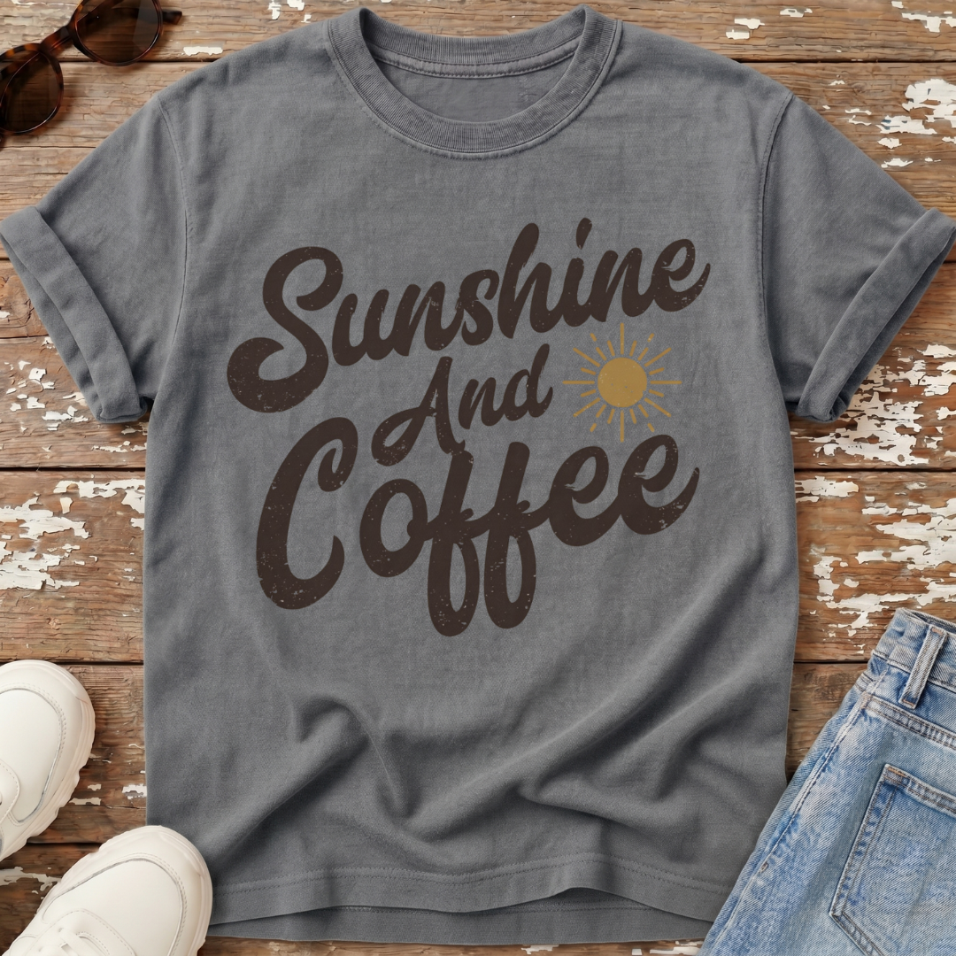 Sunshine & Coffee Distressed T-Shirt