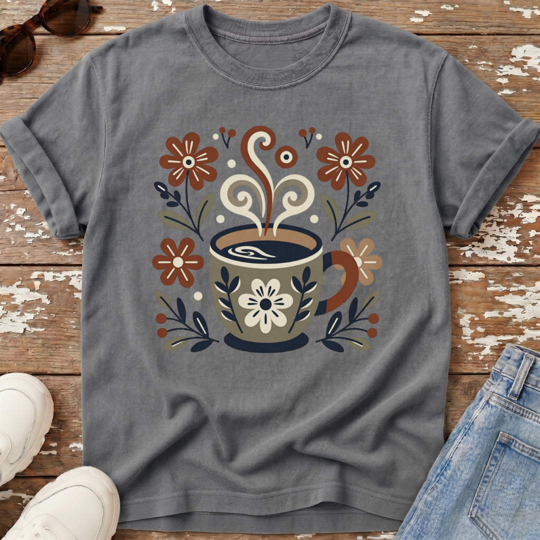 Folk Art Coffee Cup T-Shirt