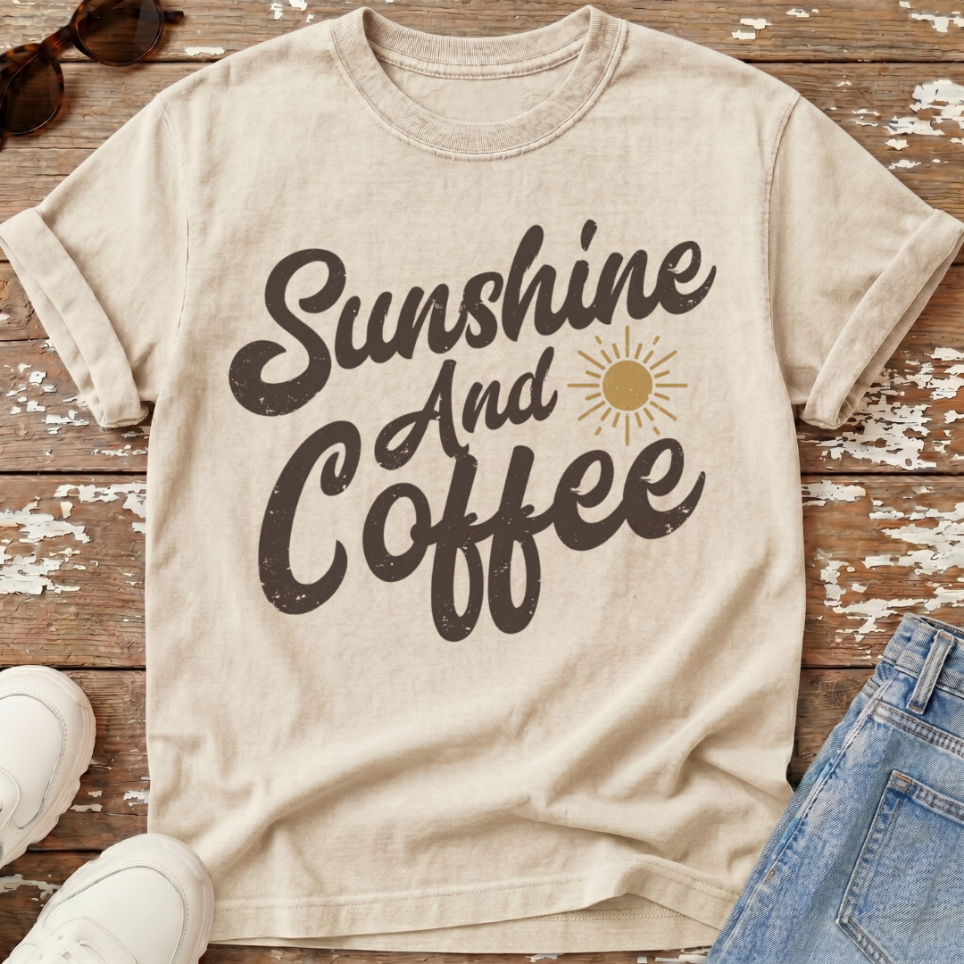 Sunshine & Coffee Distressed T-Shirt