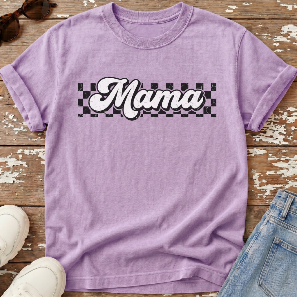 Checkered Mama Distressed T-Shirt