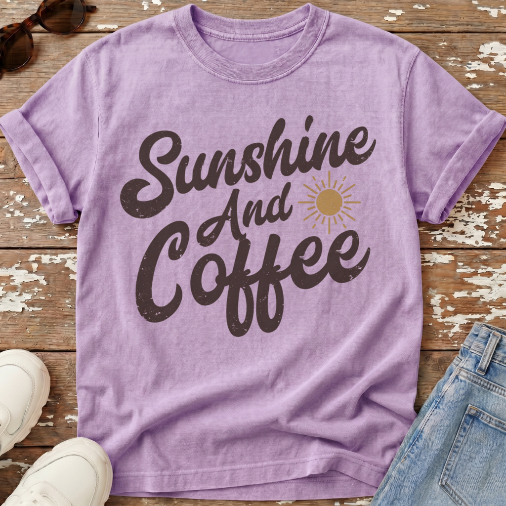 Sunshine & Coffee Distressed T-Shirt