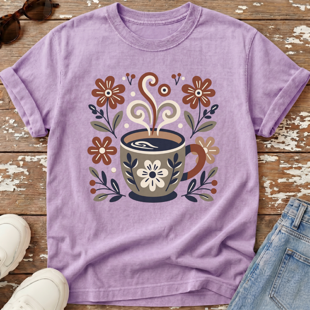 Folk Art Coffee Cup T-Shirt