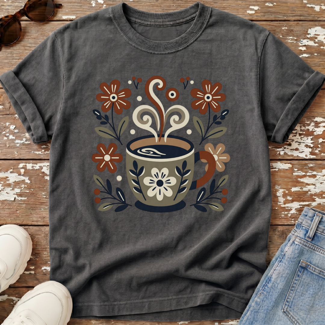 Folk Art Coffee Cup T-Shirt
